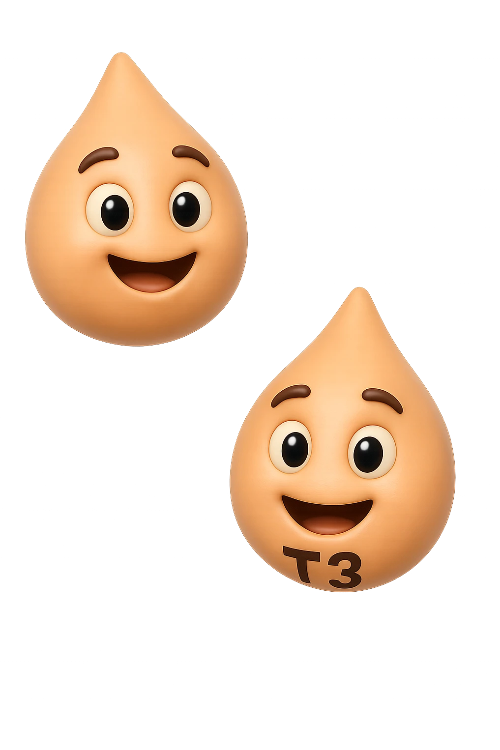 EMOJI STILE IPHONE 3D DI ormoni tiroidei che fluttuano in aria, iperrealistico 4k emoji