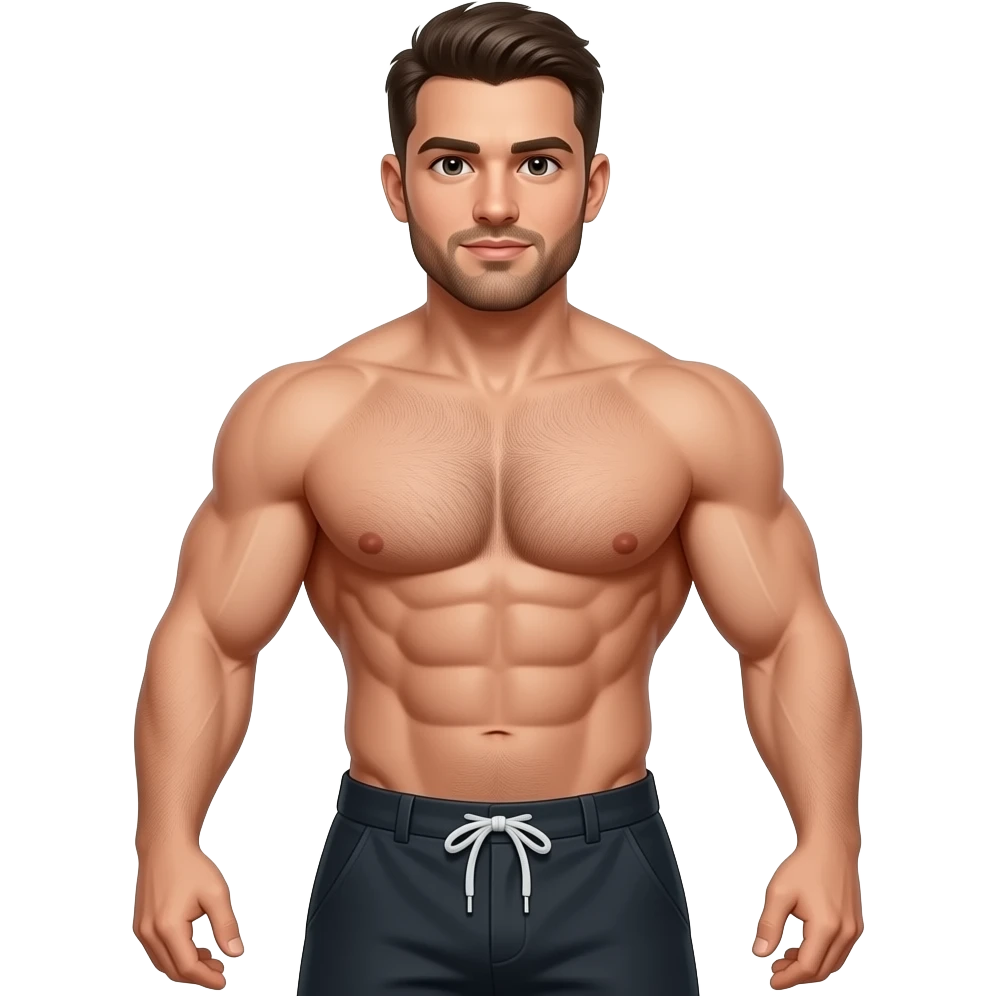 muscular man with a hairy chest emoji