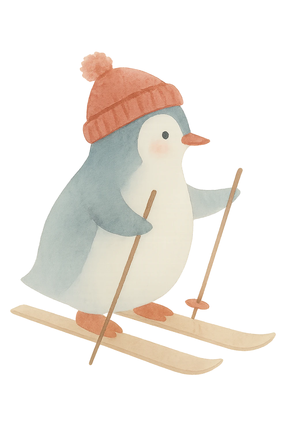 un pinguin avec un bonnet des batons qui fait du ski emoji