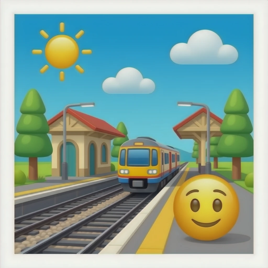Emoji train station background emoji