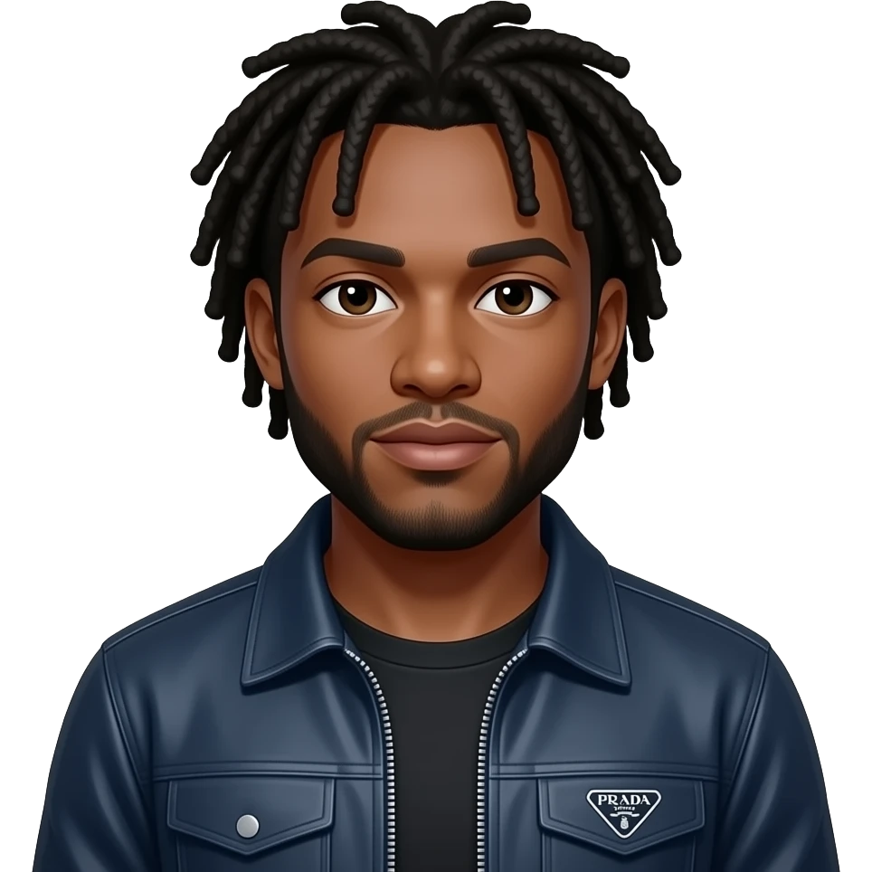 African American man with dreads and in prada jacket emoji