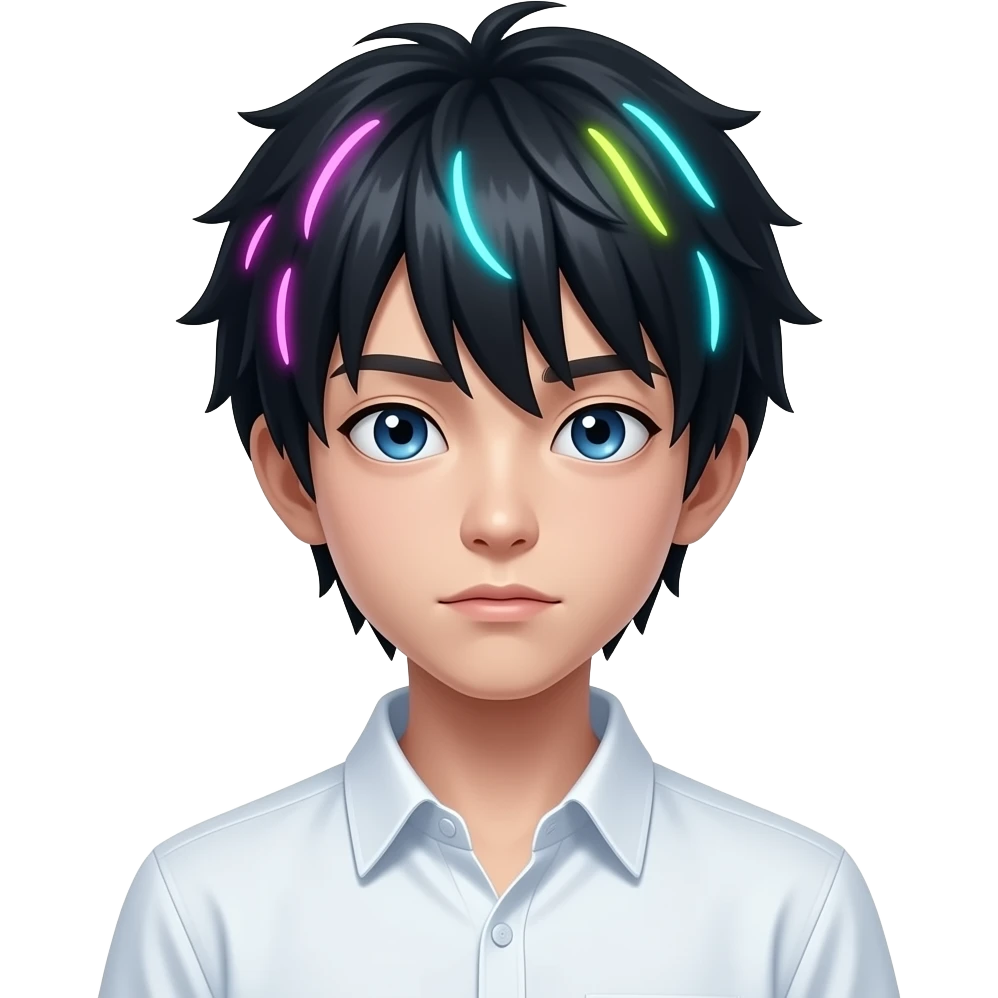 garoto zumbi japonês com cabelo com luzes e camisa branca básica emoji