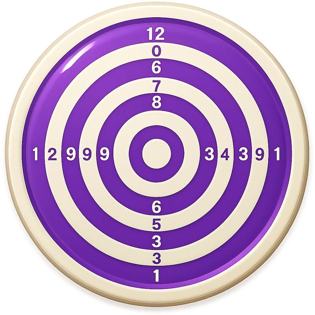 Edit the bullseye target emoji to have purple and white colors, maintaining the same appearance, with no background. emoji