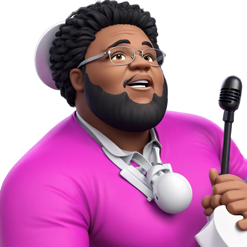 cool man with microphone emoji