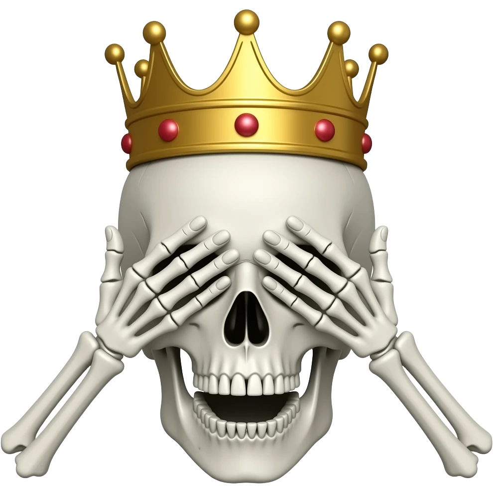 A skull face emoji and crown emoji and hands on eyes back like shocking emoji