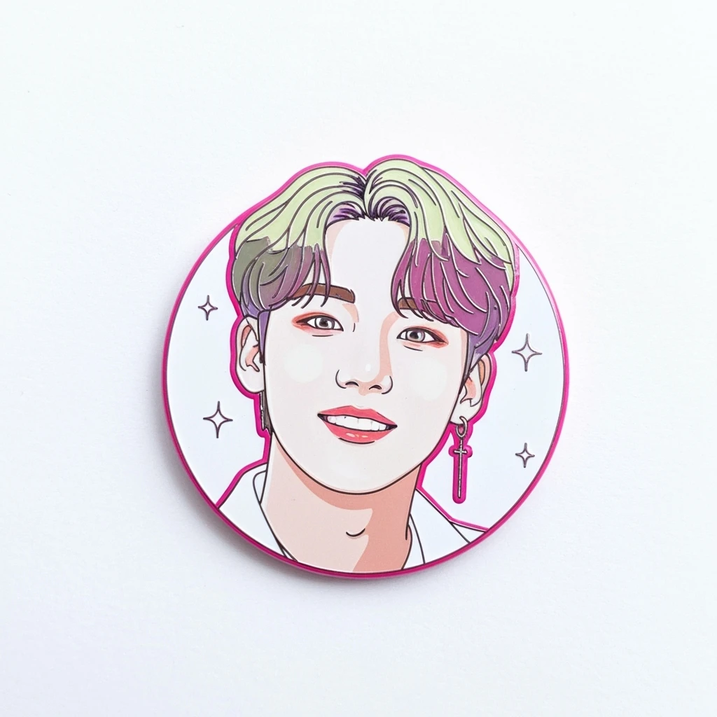 kpop fan pin, cute, expressive, minimal style emoji