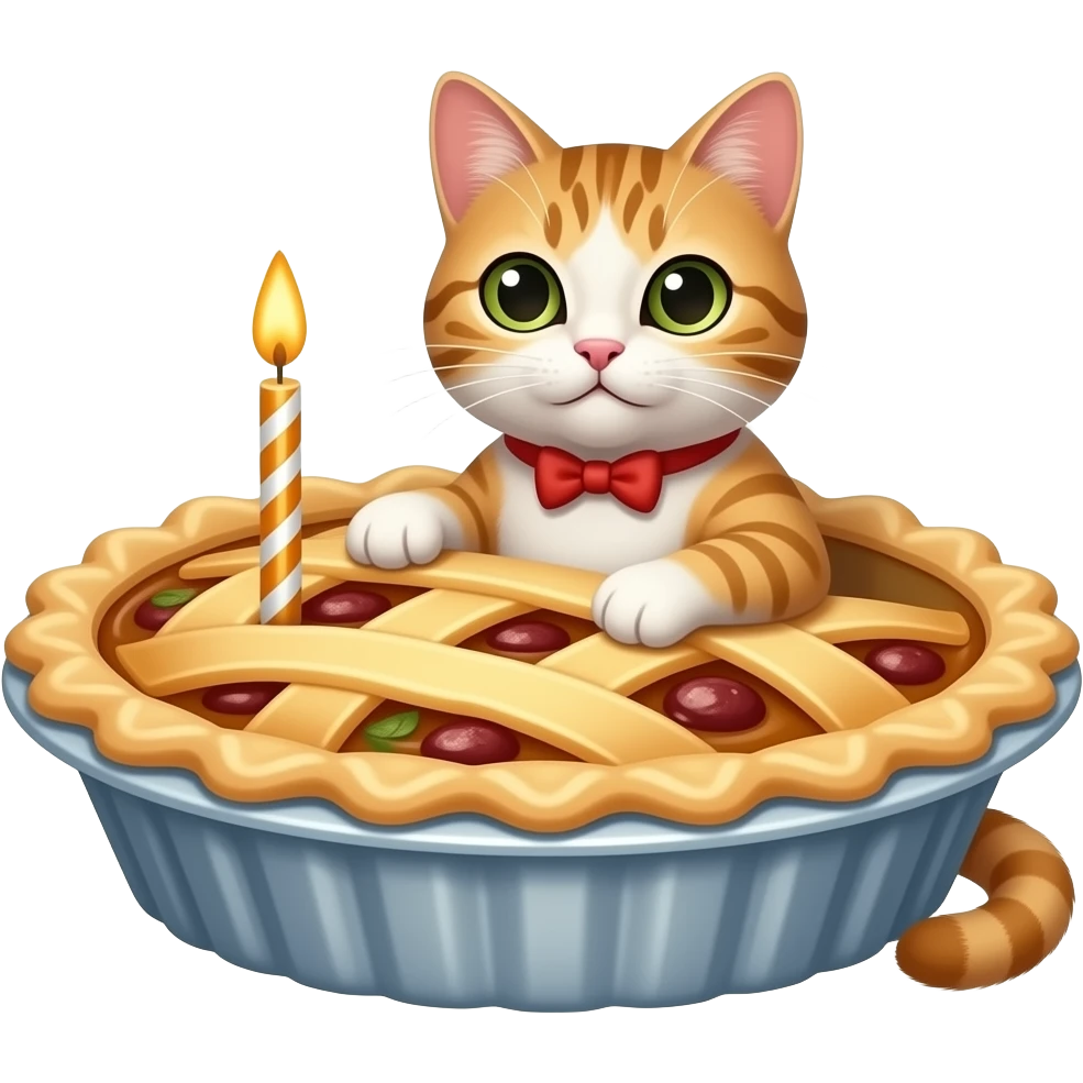 cat with birthday candle in a pie emoji