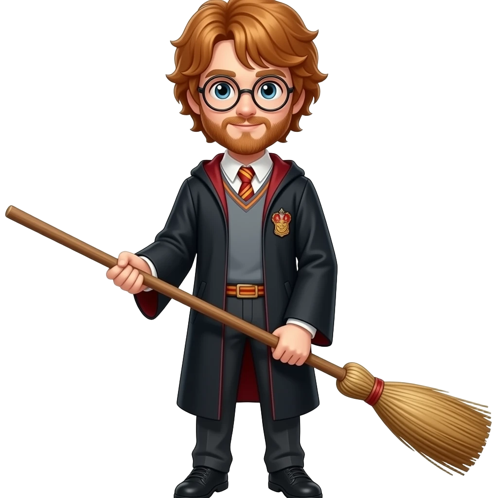 ron weasley standing with broom emoji