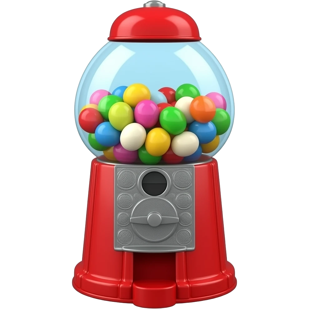 gumball machine with a front mechanical gear instead of the handle emoji