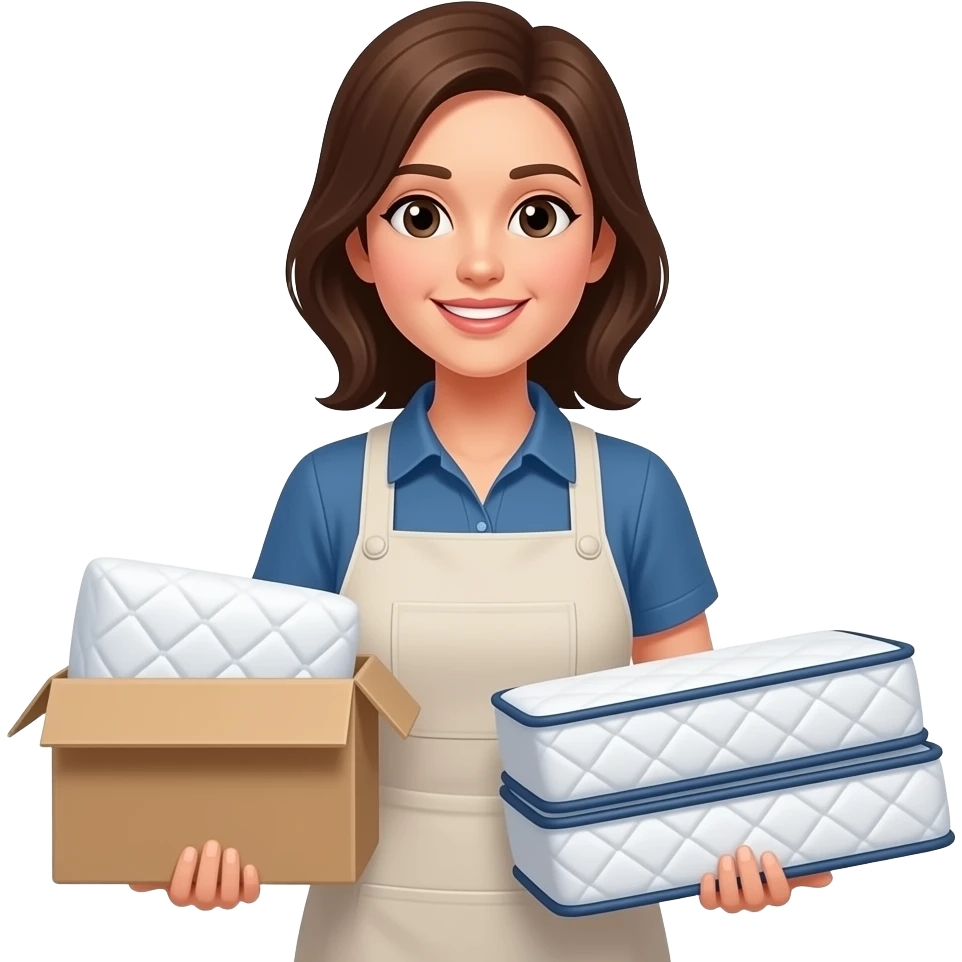Una vendedora de acolchados de cama emoji