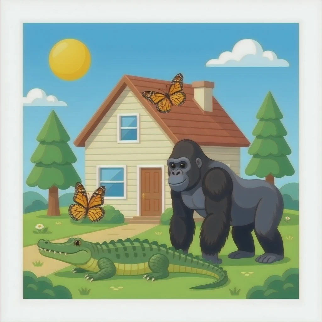 🦋🐊🦍🏠 Hi butterfly emoji