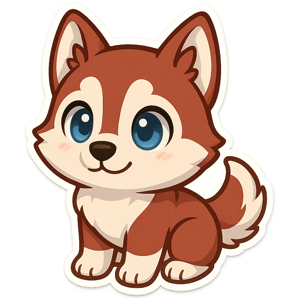 red siberian husky with blue eyes emoji