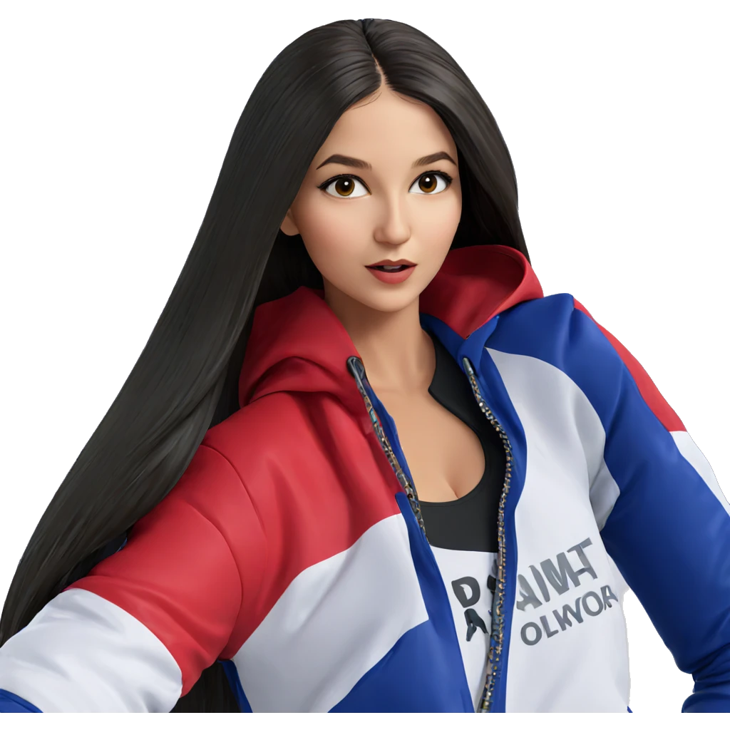 girl in jacket looking at viewer emoji