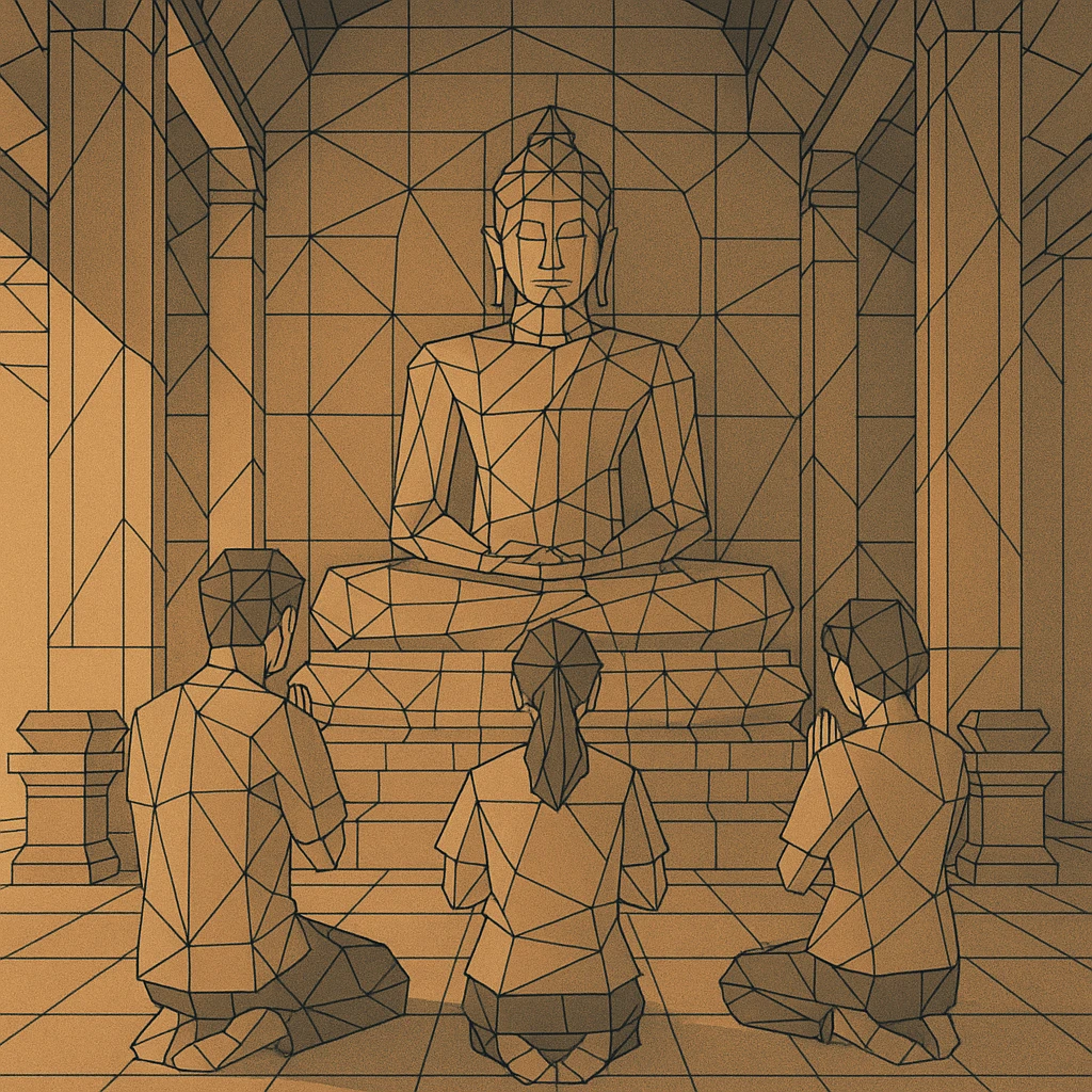 people praying in a Buddhist temple emoji