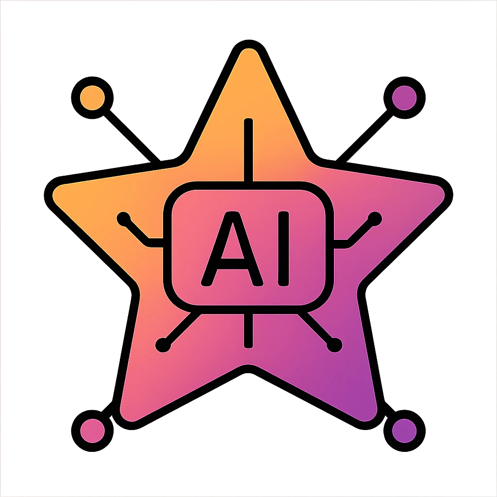 AI-themed star icon with orange to purple gradient, sleek and futuristic look emoji