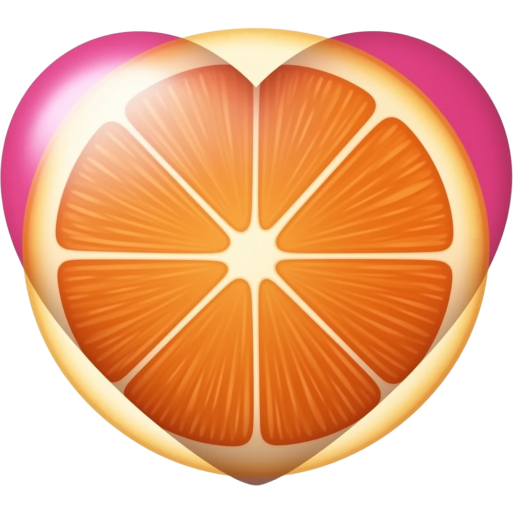 half orange and half hot pink cloud heart emoji