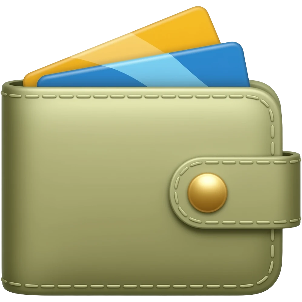 pale olive wallet with cards emoji