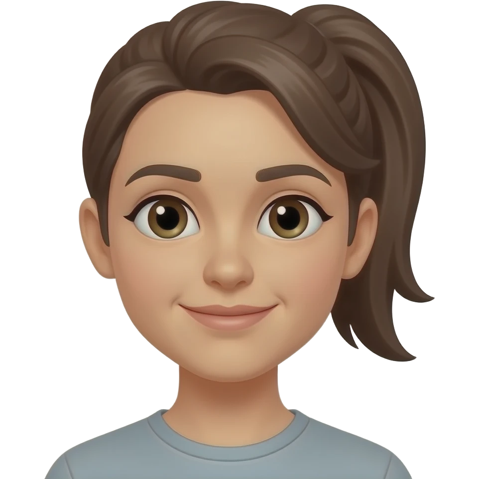 Brown pulled back pony tail emoji