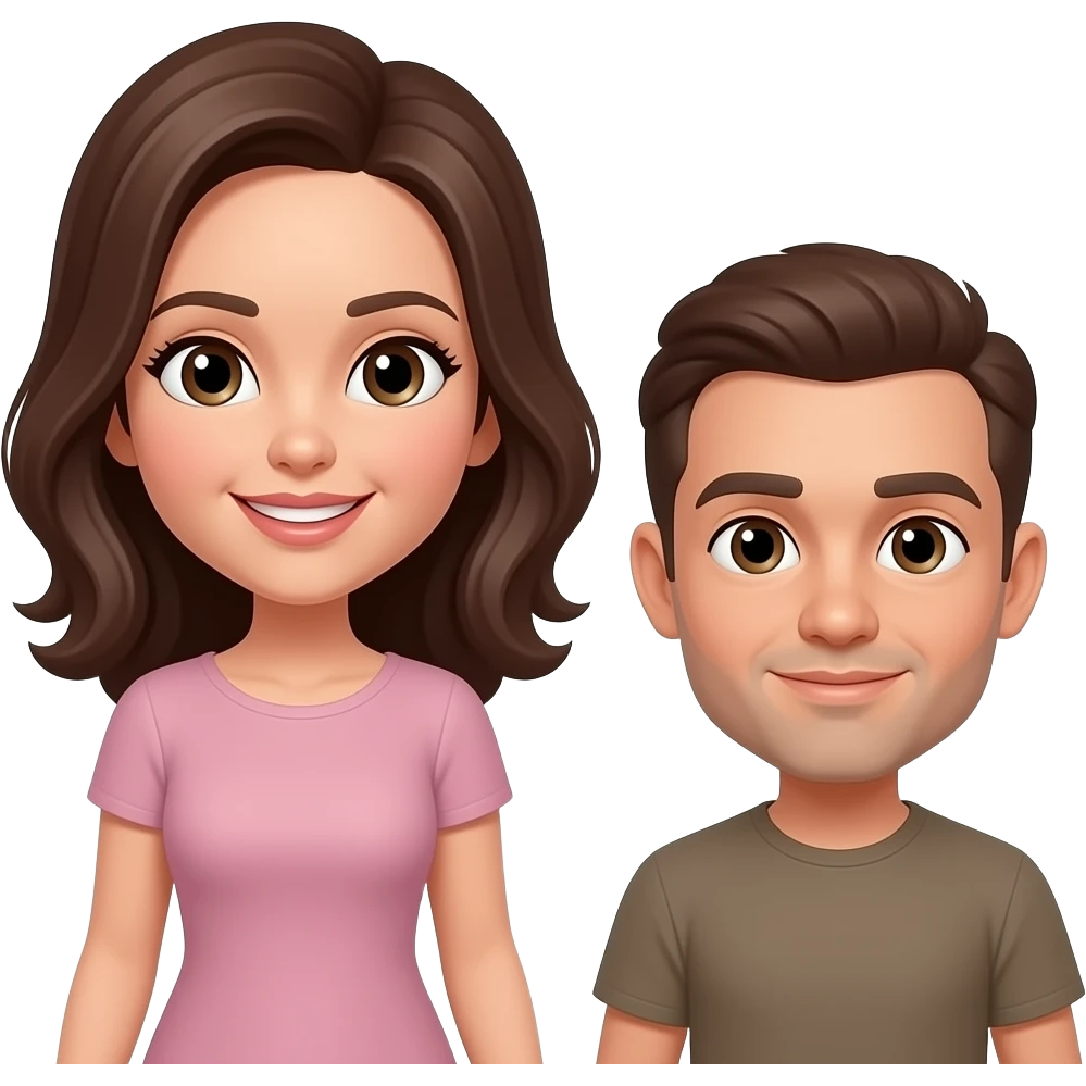 Tall brown lady short brown guy emoji