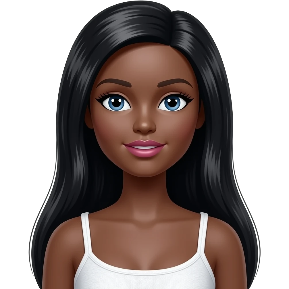 Black barbie from the chest up, front profile emoji