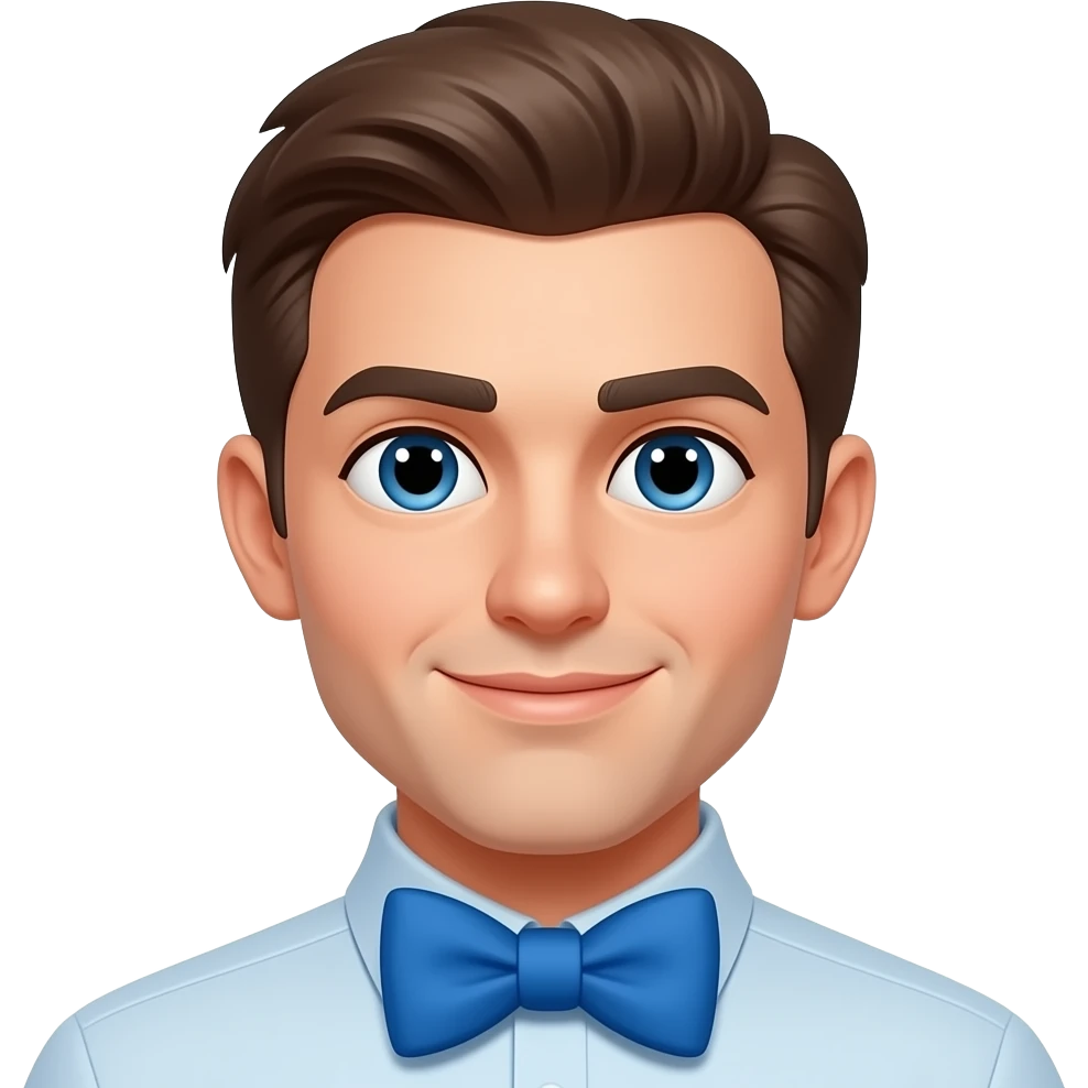 character with vibrant blue bow tie emoji