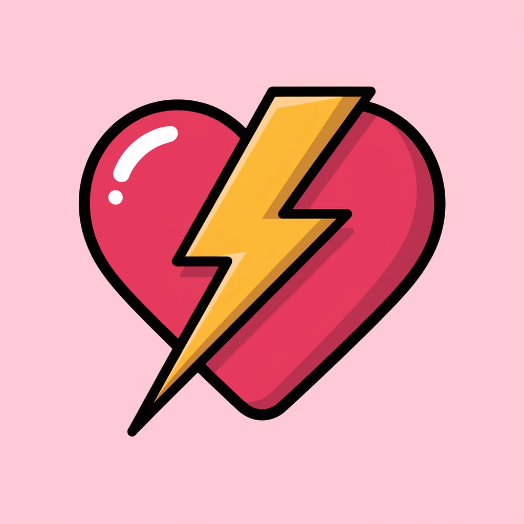 emo heart with a lightning bolt emoji