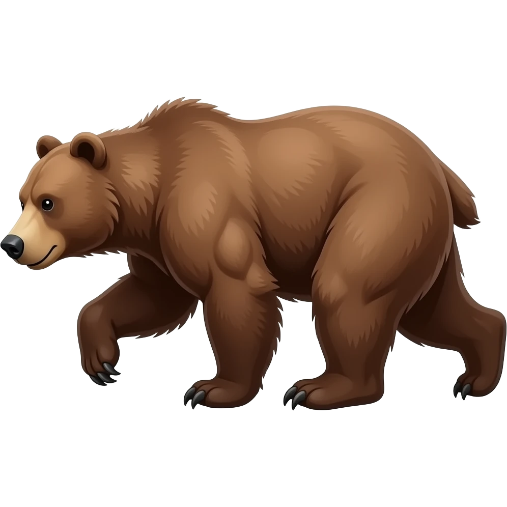 bear, side profile, facing left, running, mascular body, head down emoji