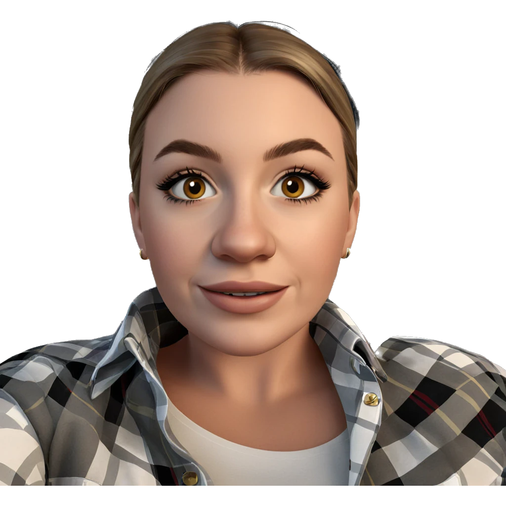 smiling girl in plaid shirt emoji