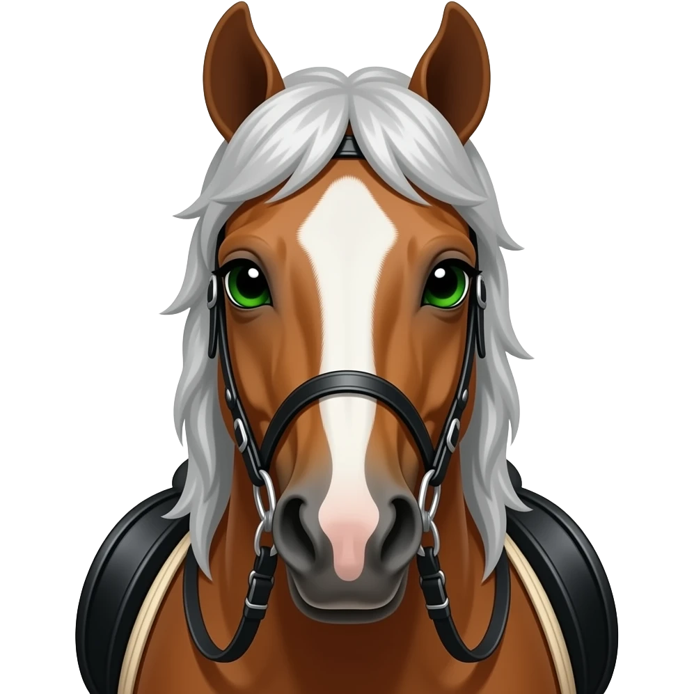 80's horse with front view half body close up emoji