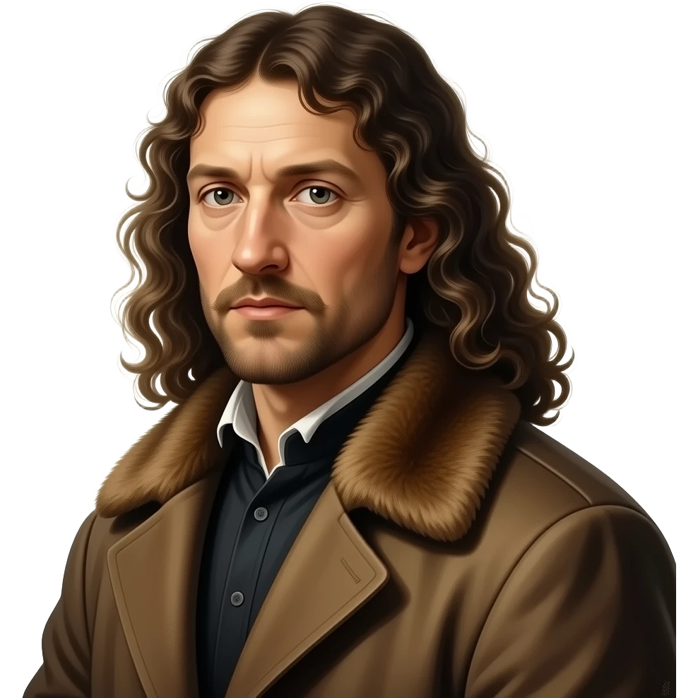 cinematic aesthetic divine lighting, oil paint, mysterios - Albrecht Dürer Renaissance self-portrait with long curly hair in a coat with a fur collar, The self-portrait is considered remarkable because of its resemblance to contemporary representations of Christ emoji