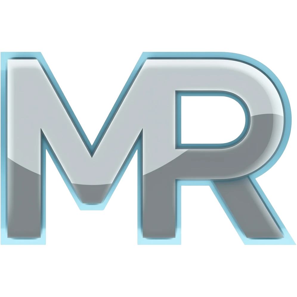 Crie uma logo n estilo robot com as letras M e R emoji