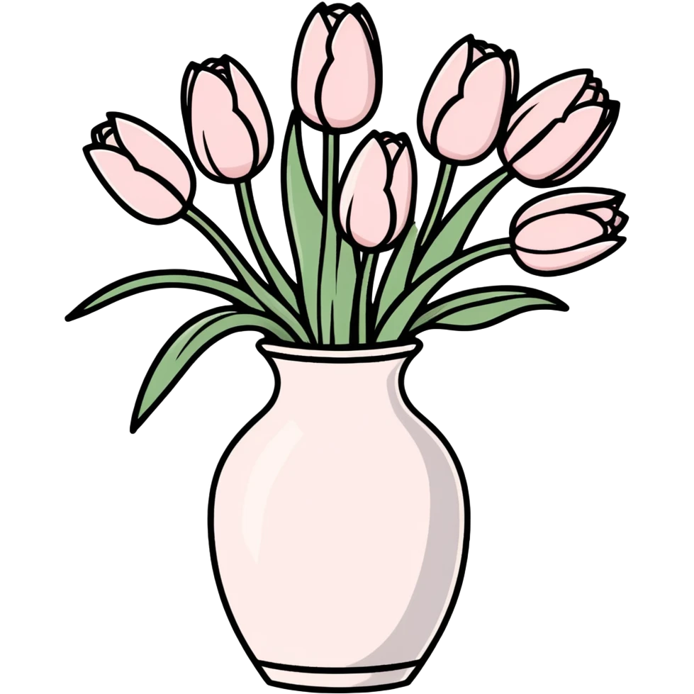 Light pink tulips in white vase emoji