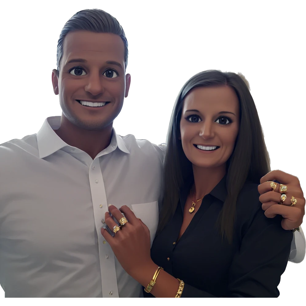 happy couple with jewelry emoji