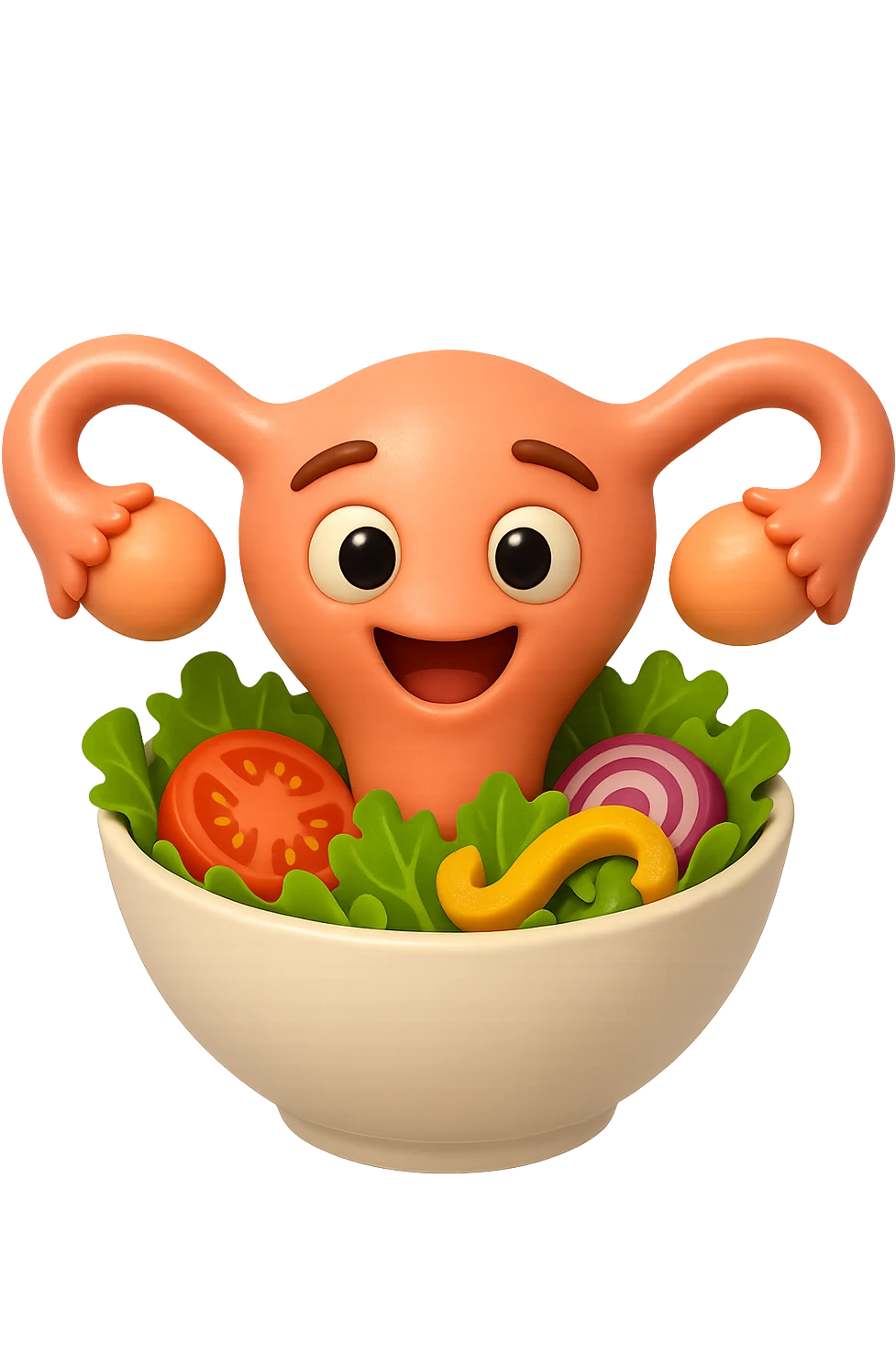 EMOJI STILE IPHONE 3D DI un utero che esce da una bowl di insalata emoji