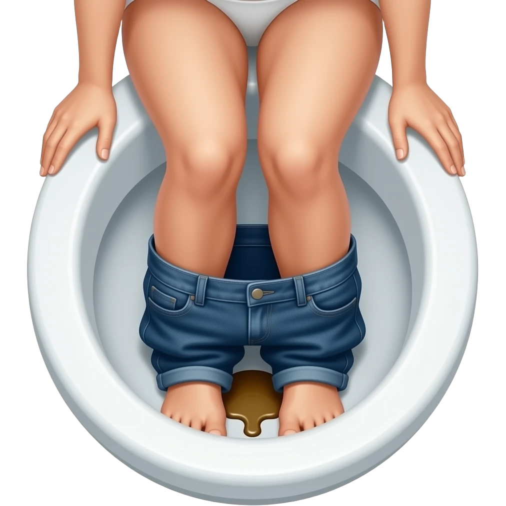 Naked Woman pants down diarrhea on toile, inside bowl veiw emoji