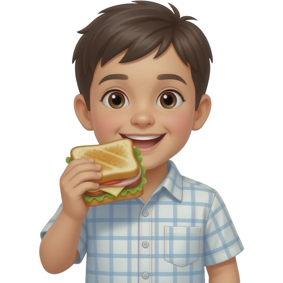 designer shirt kid eating sandwich emoji