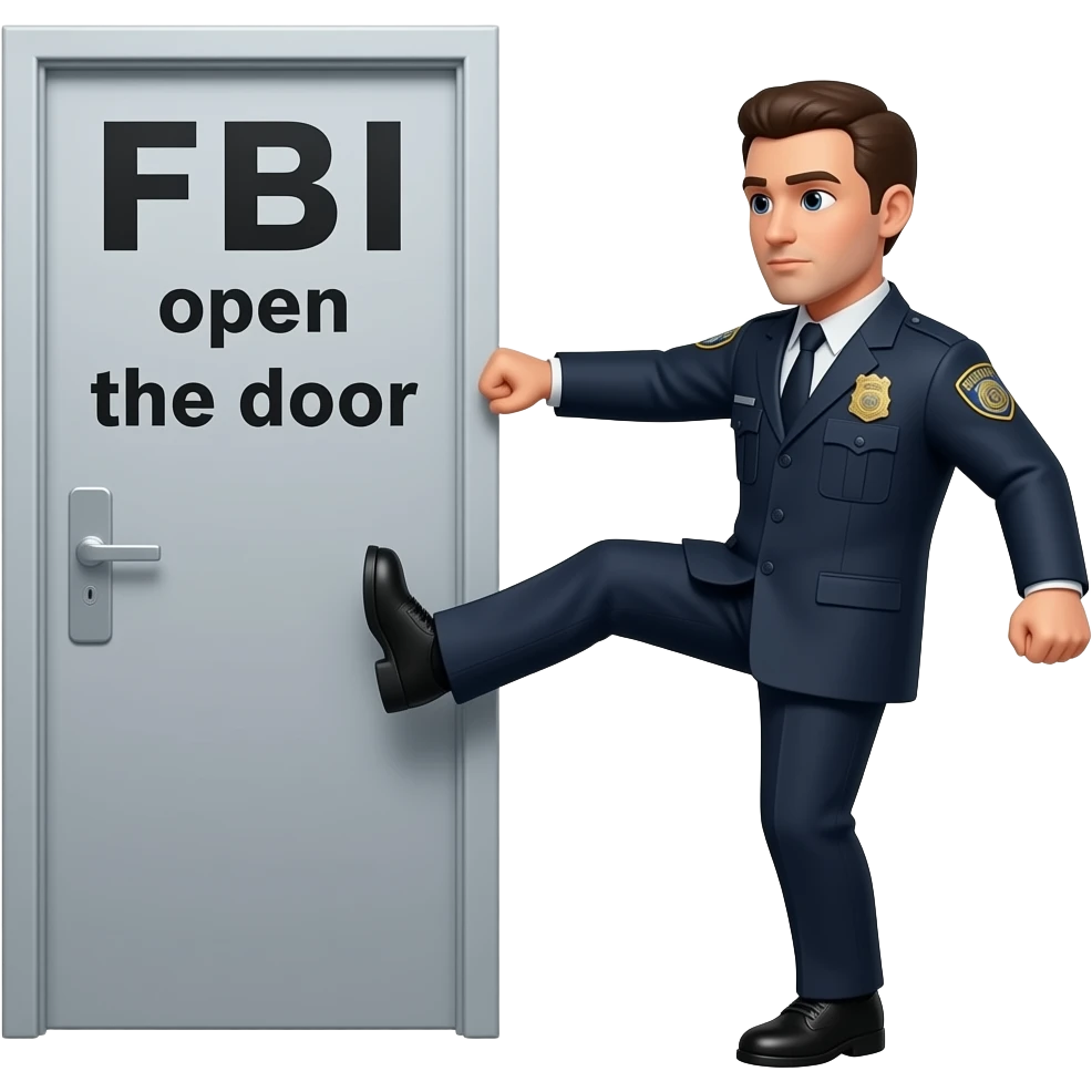 FBI tekmeyle kapıyı açıyor ve üstünde FBI open the door yazsın emoji