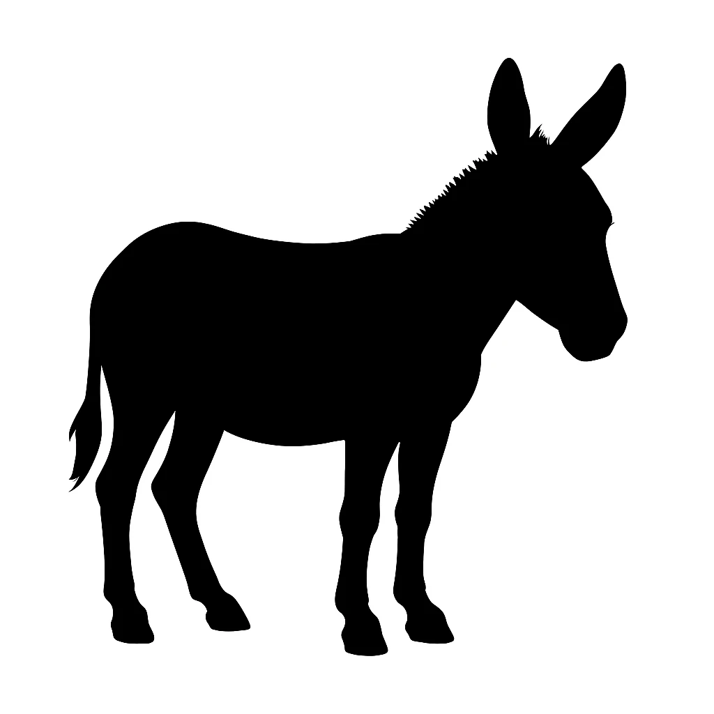 Donkey black silhouette white background emoji