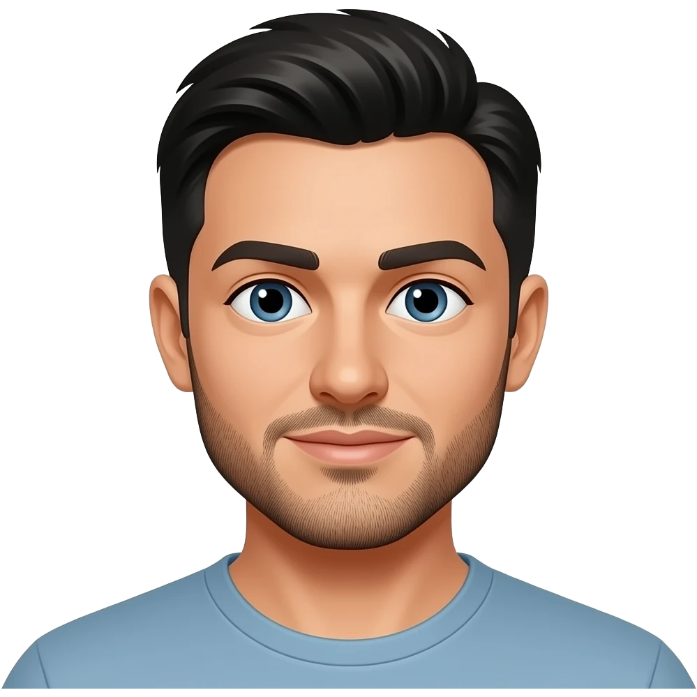 White guy black shorter hair black stubble beard emoji