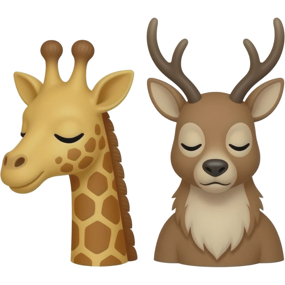 Einfacher Giraffenkopf und Elchkopf schlafen beide ein emoji
