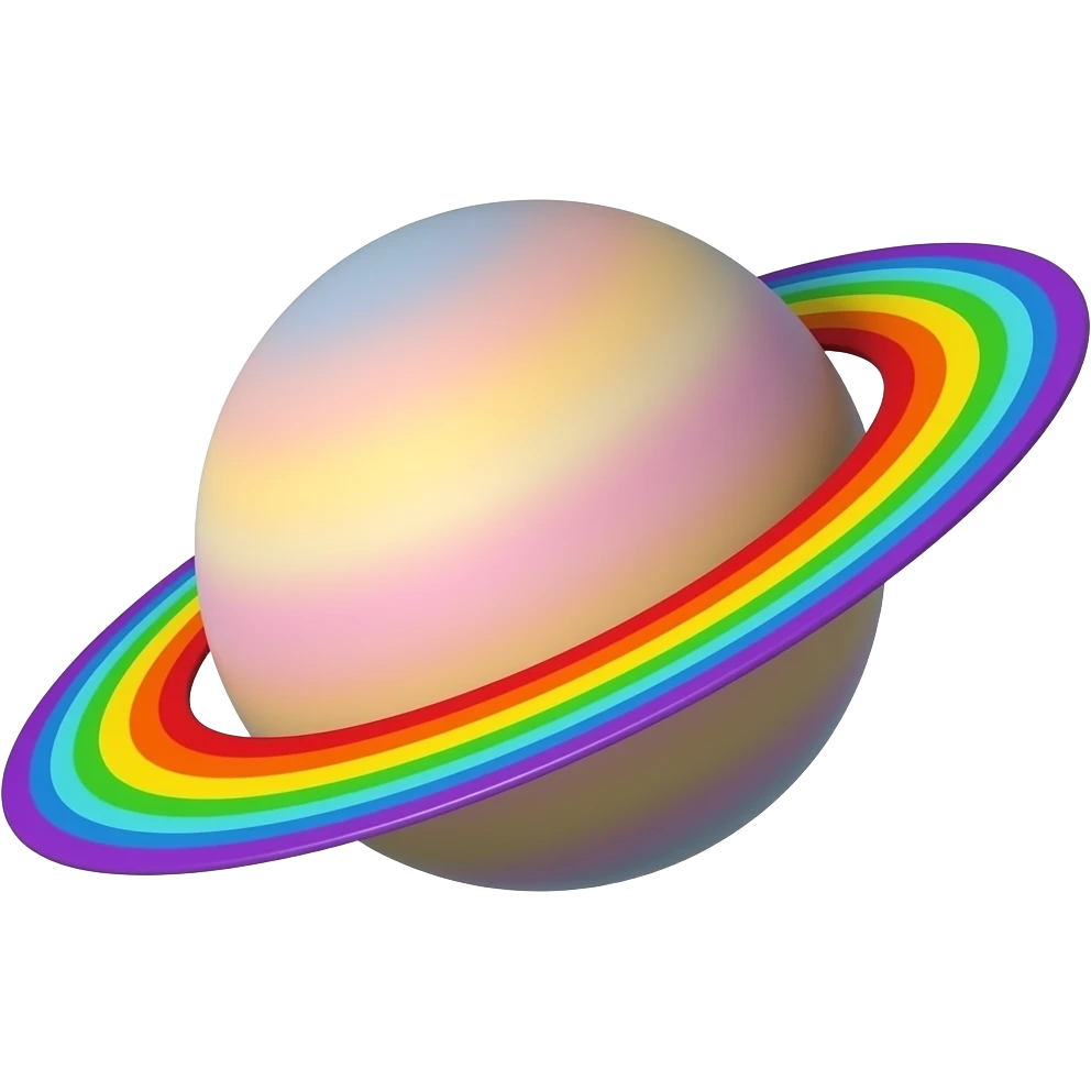 small pastel Saturn with colorful rings emoji