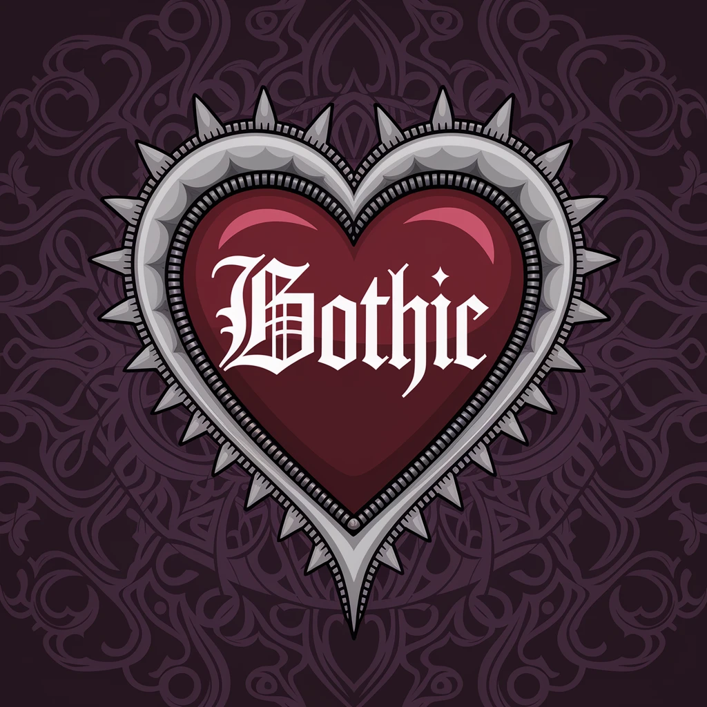 gothic heart with a silver gothic frame emoji