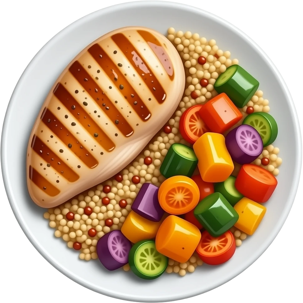 quinoa + vegetables + chicken emoji