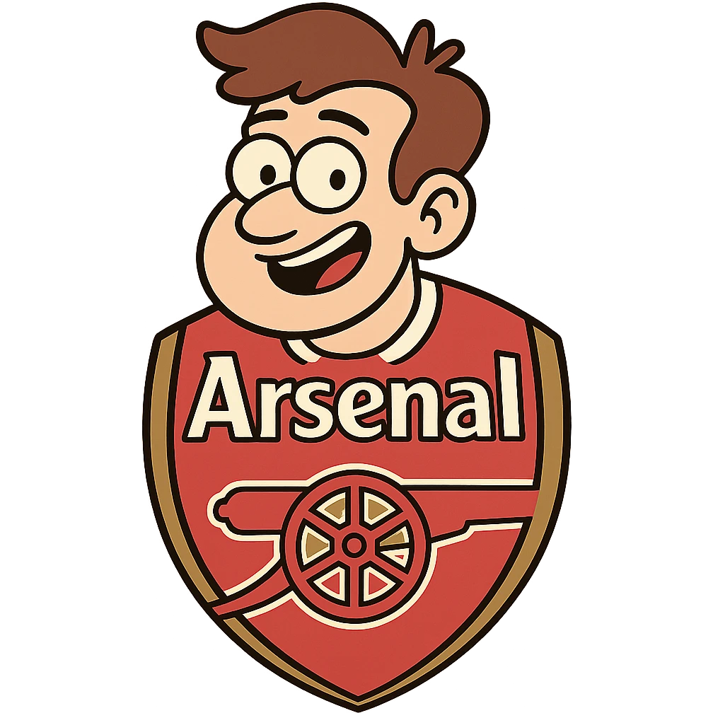 Arsenal FC logo, simplified, flat design, red and white, shield with cannon, minimalistic sports badge emoji