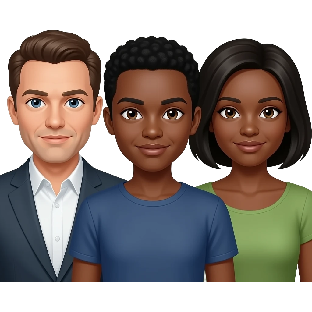 2 white men 2 black females emoji