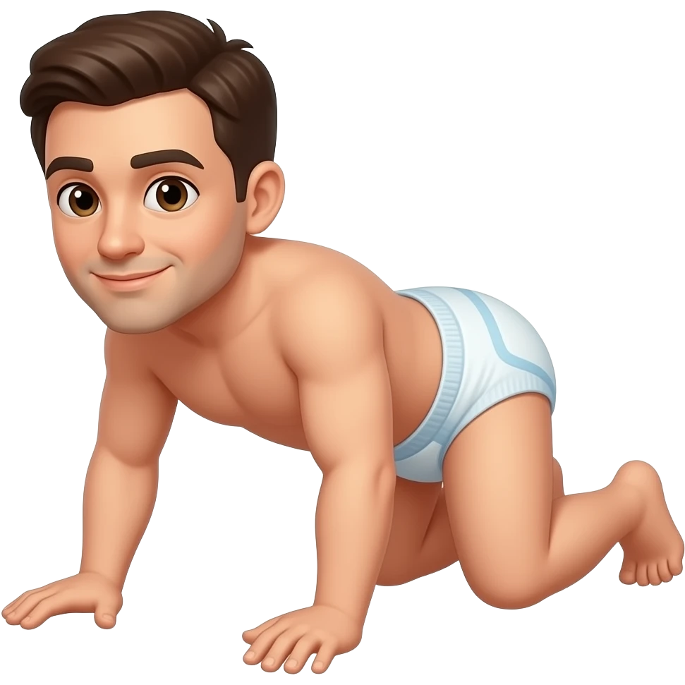Adult male crawling and wearing a diaper emoji