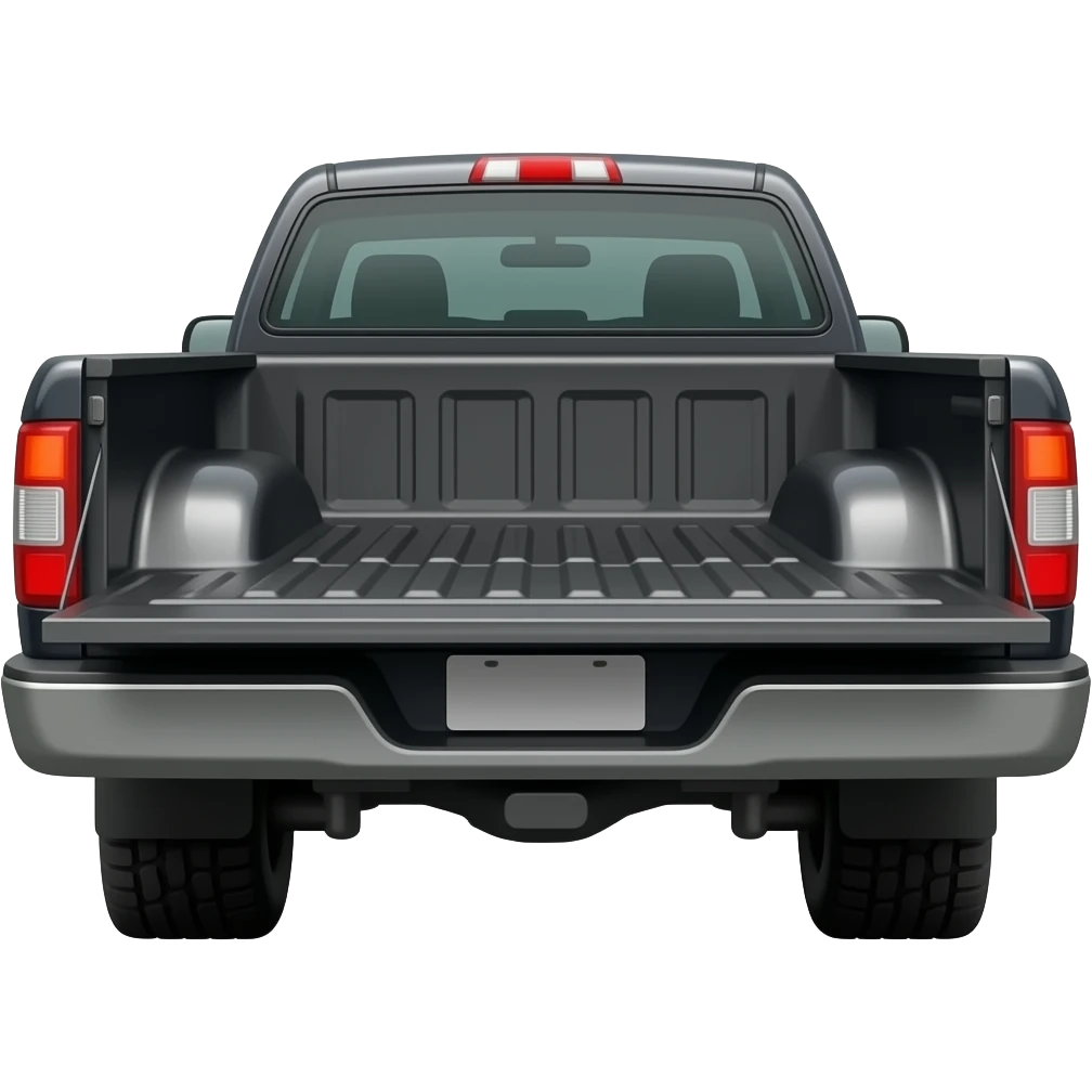 side view of an unlabeled black pickup truck, classic emoji style, left facing emoji