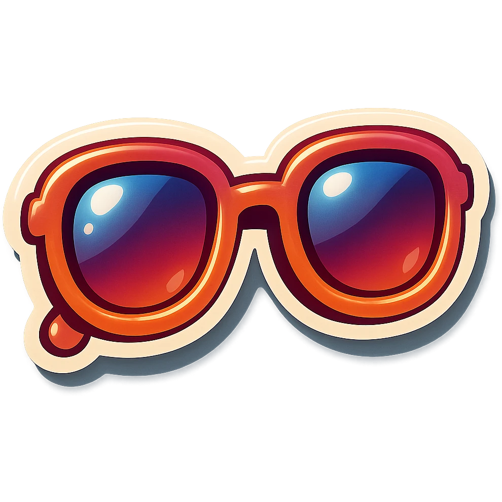 glasses, retro stickers style, clear outlines, strong shadows and highlights, fun and not too complex emoji