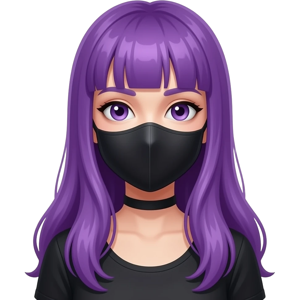 girl with long purple hair with a MASKTOK VEILED VICE sign emoji