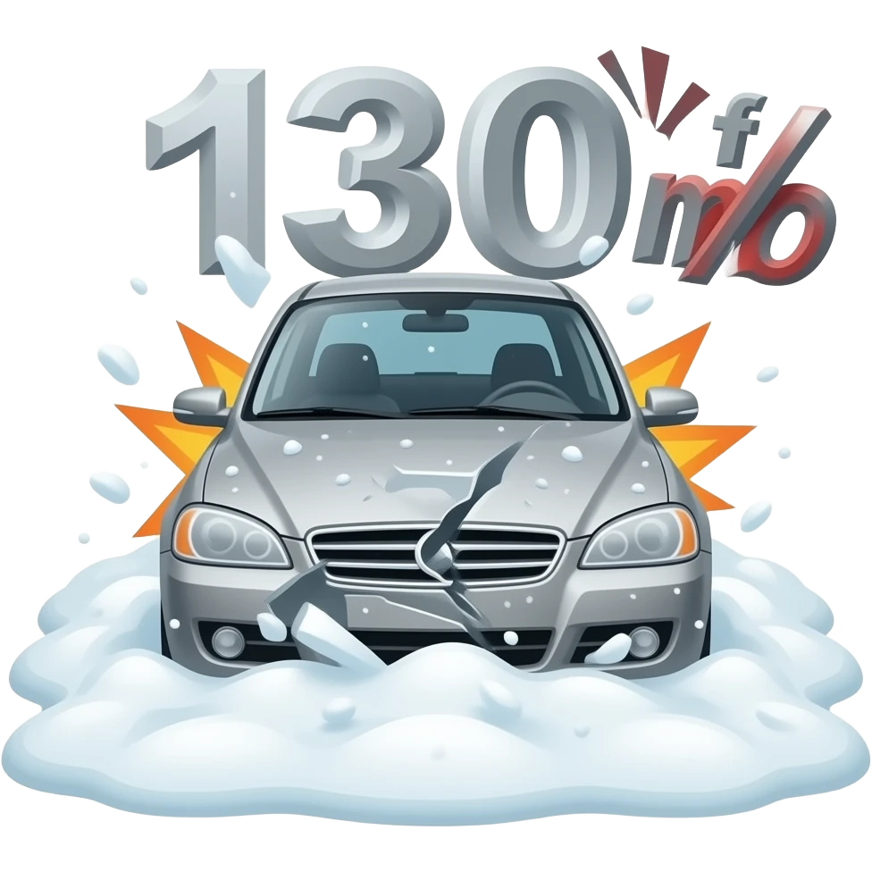car going 130 mph and crash landing into a pile of snow emoji